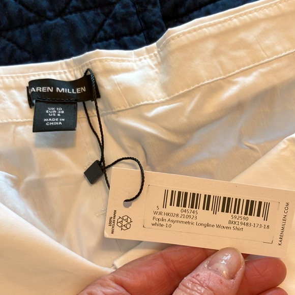 NWT Karen Millen poplin Asymmetric Longline Woven blouse Sz 6 white - Picture 8 of 9